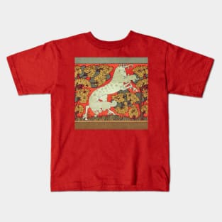 RAMPANT WHITE HORSE WITH TREES IN WOODLAND Art Nouveau Animals Kids T-Shirt